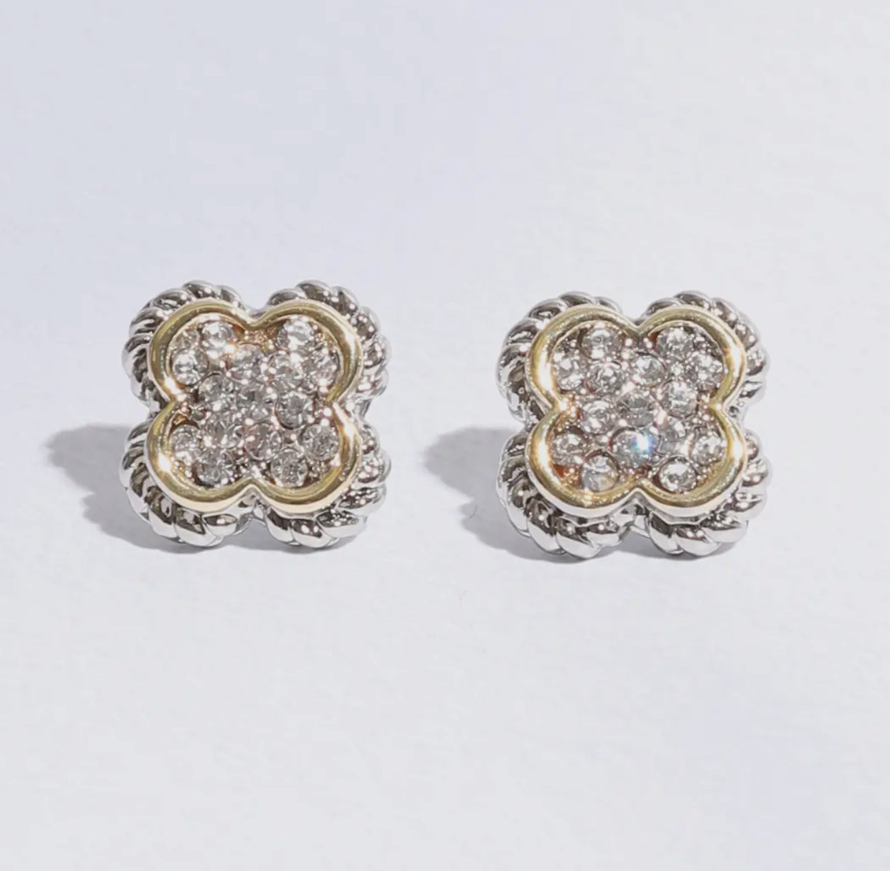 15 mm Clover Pave Post Earrings