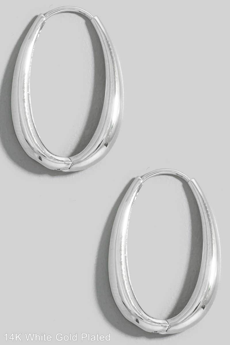 Silver Gold Dipped Oval Hinge Hoop Earrings: RH