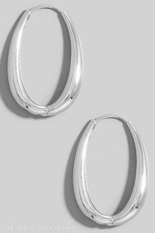Silver Gold Dipped Oval Hinge Hoop Earrings: RH