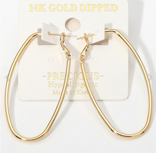 14K Gold Dipped Hypoallergenic Oval Hoop Earrings