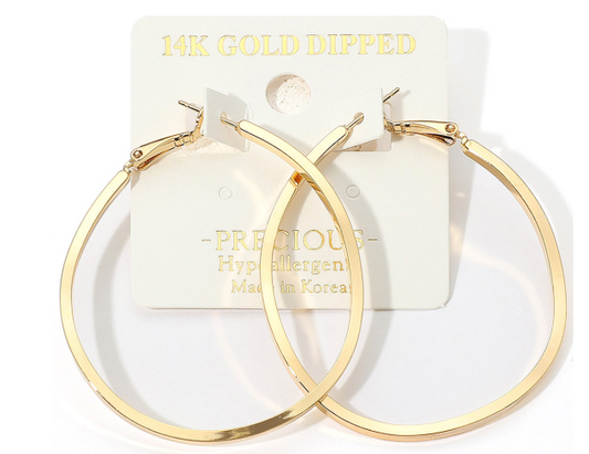 14K Gold Dipped Hypoallergenic Hoop Earrings