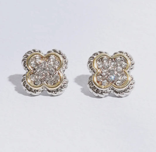 15 mm Clover Pave Post Earrings