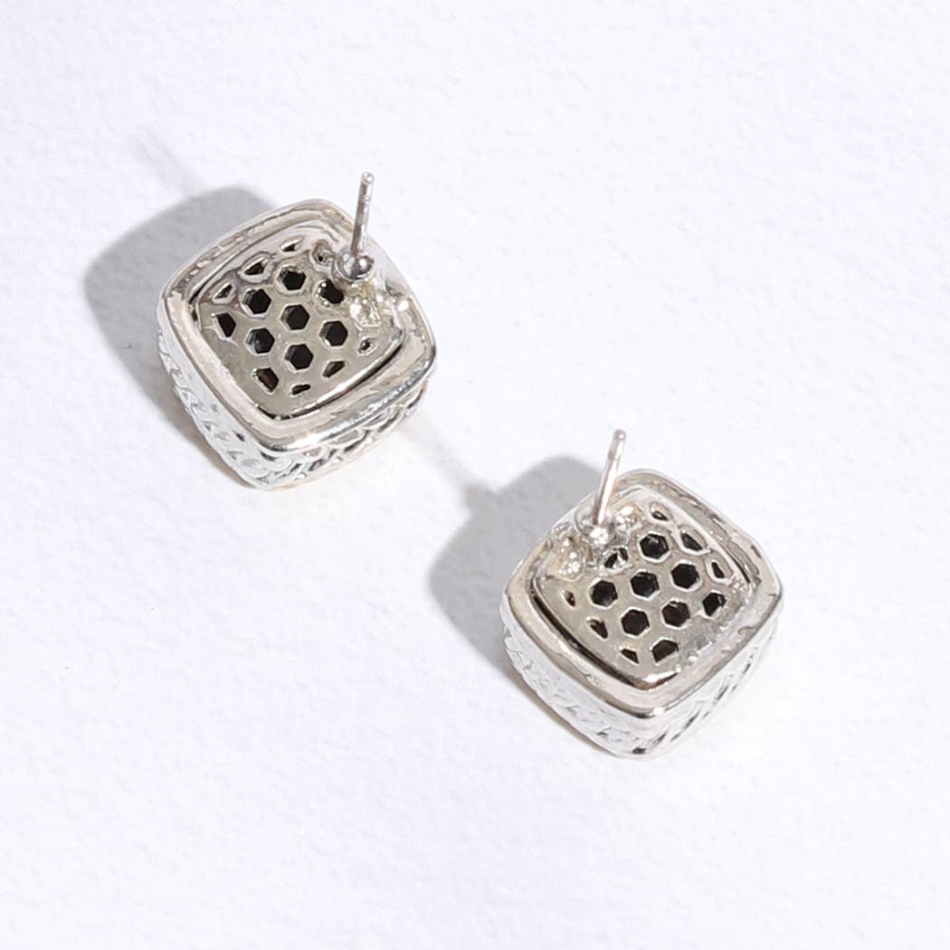 Square Crystal Pave Stud Post Earrings: K / ONE SIZE