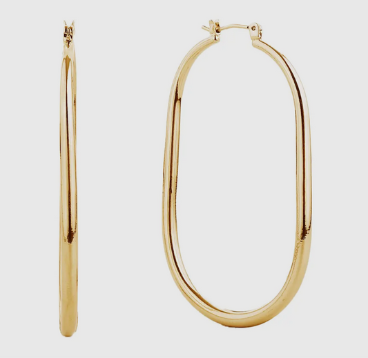 14K Gold-Dipped Round Rectangle Pin Catch Earring
