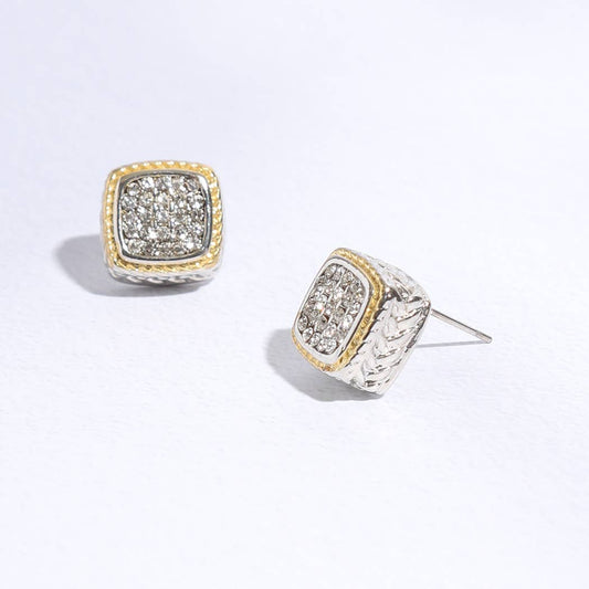 Square Crystal Pave Stud Post Earrings: K / ONE SIZE
