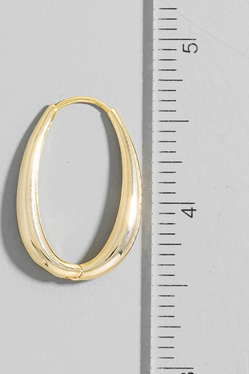 Silver Gold Dipped Oval Hinge Hoop Earrings: RH