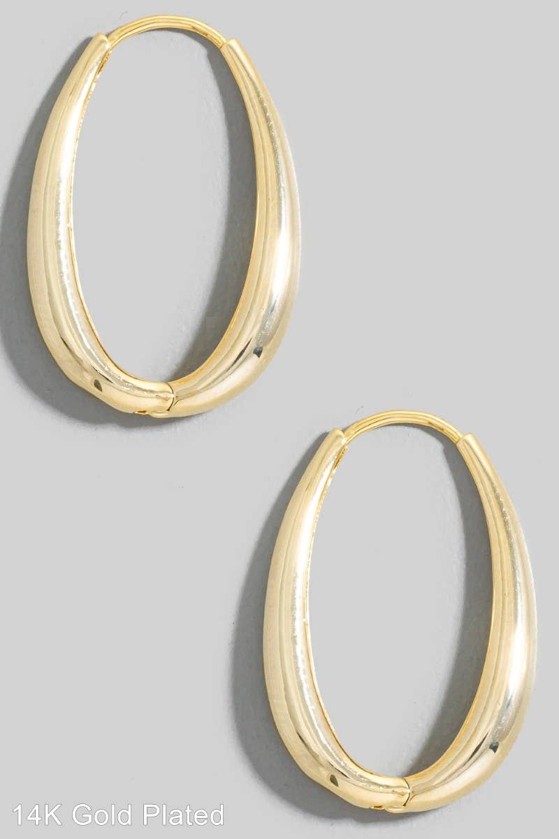 Silver Gold Dipped Oval Hinge Hoop Earrings: RH