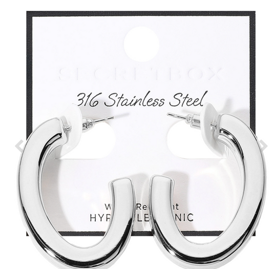 Stainless Steel Hypoallergenic Oval Hoop Earrings